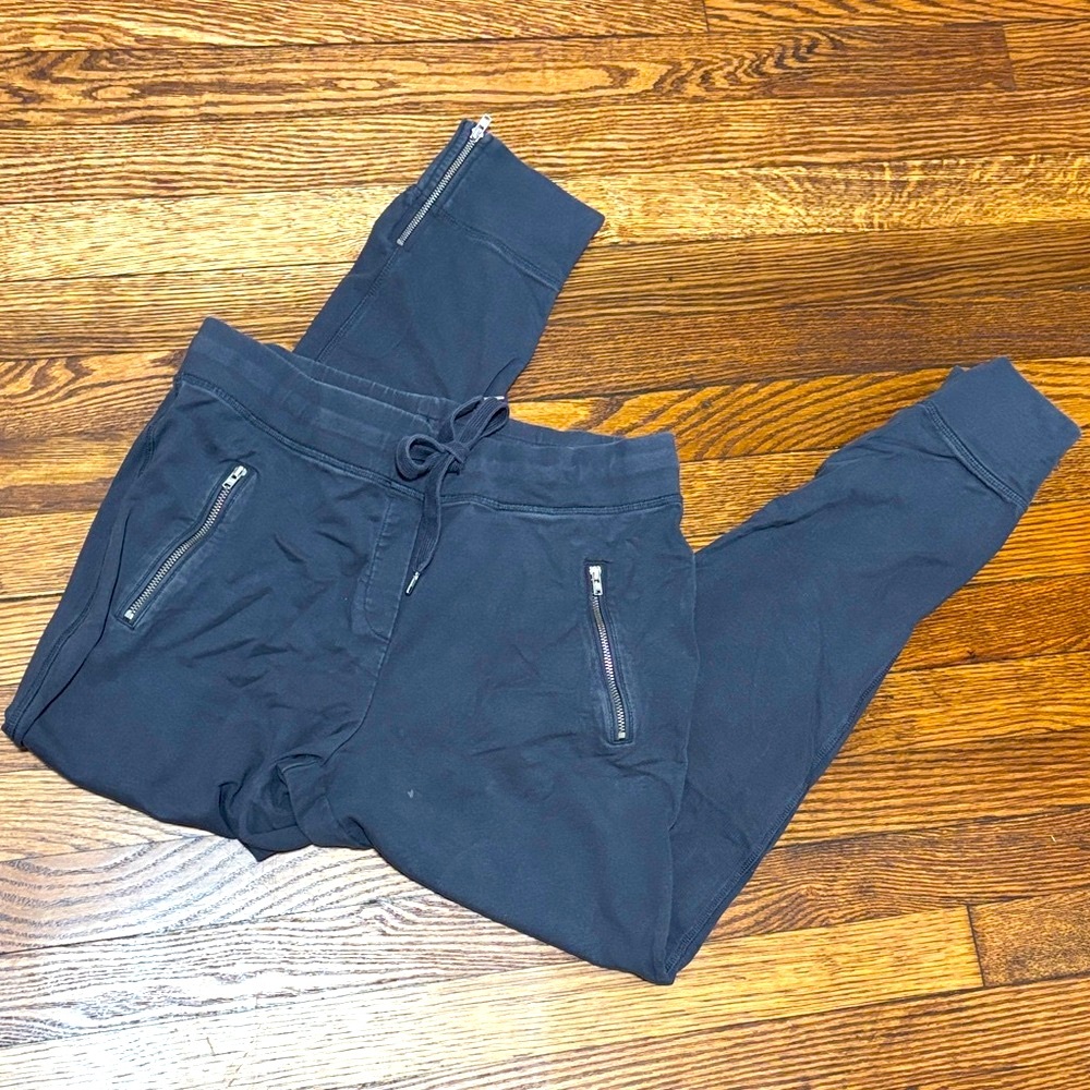 Dark Grey Drawstring Jogger Sweatpants with Zip Pockets